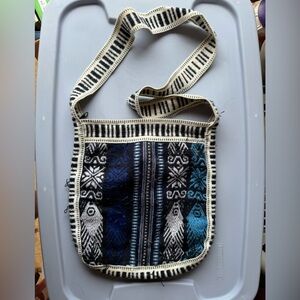 Bohemian Blue and Black Woven Shoulder Bag